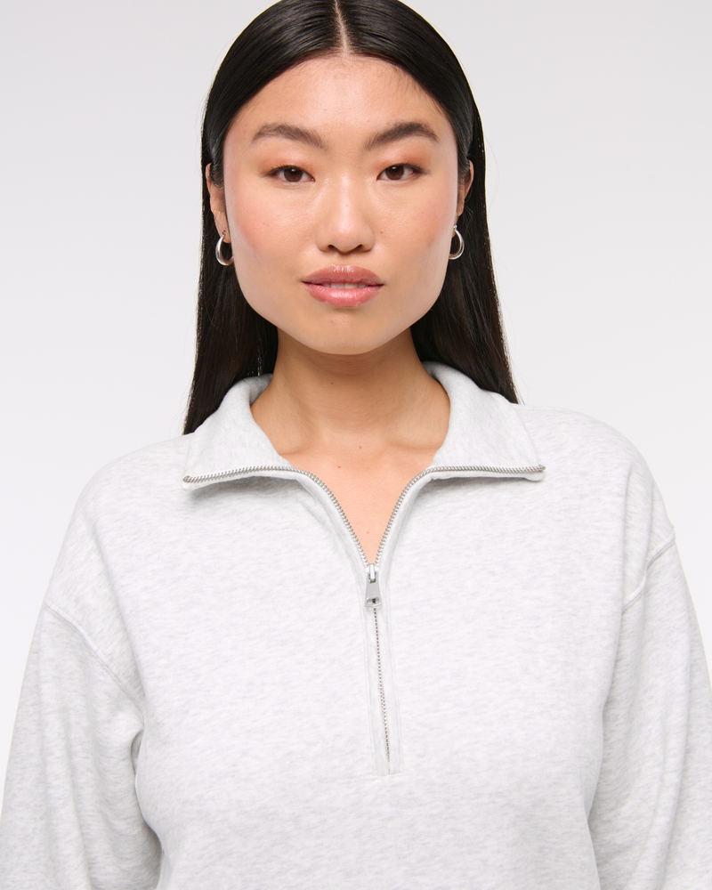 Long-Sleeve Zip-Up Fleece Mini Dress(light gray,XXS)