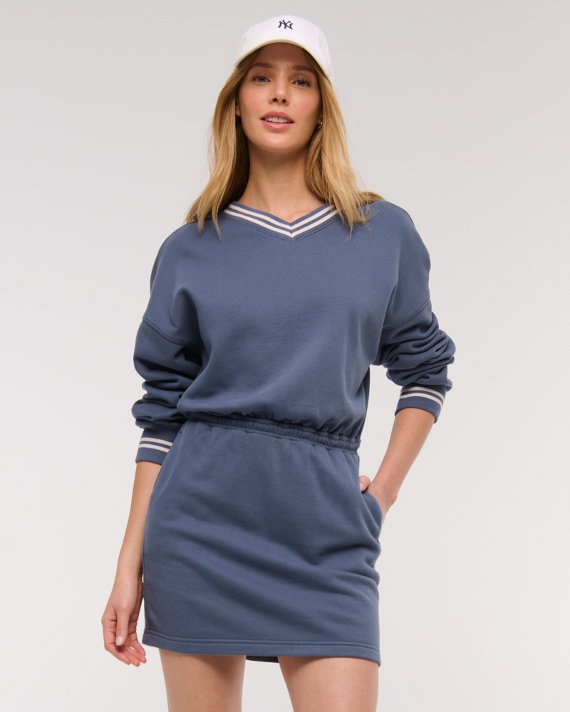 Fleece V-Neck Mini Dress