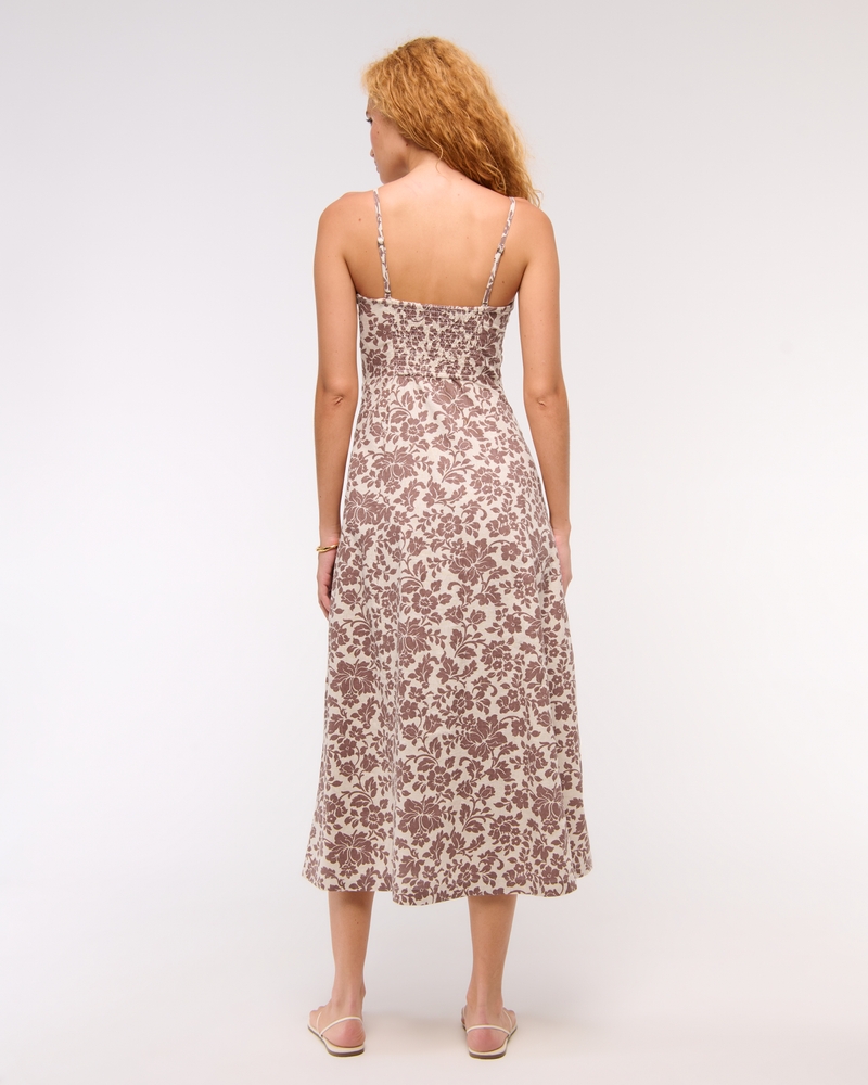 Beaded Flowy Midi Dress(brown pattern,XXS)