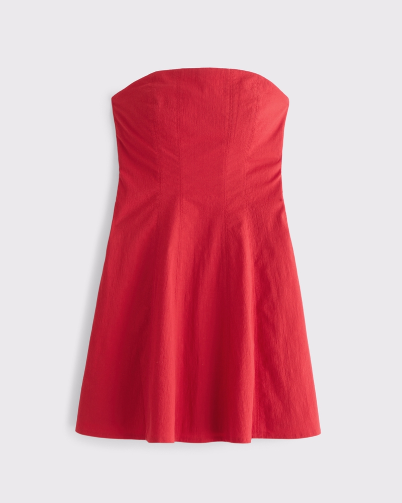 The A&F Mila Strapless Mini Dress(vivid red,XXS)