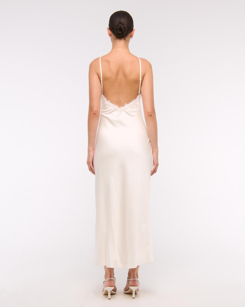 High Neck Lace Trim Midi Dress(pearl,XXS)