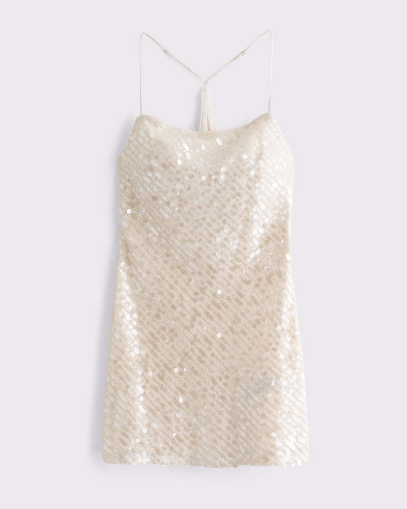 Embellished Slip Mini Dress(cream sequin,XXS)