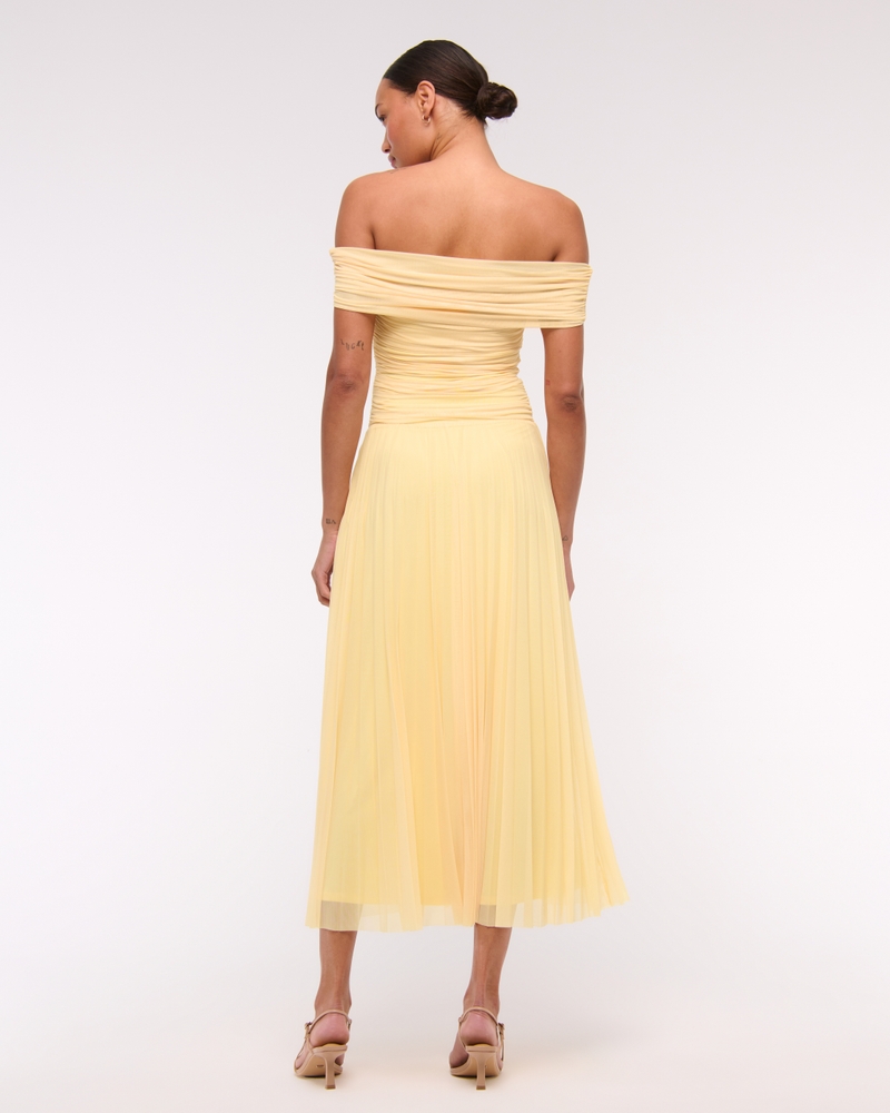The A&F Giselle Drop-Waist Mesh Maxi Dress(sunny yellow,XXS)