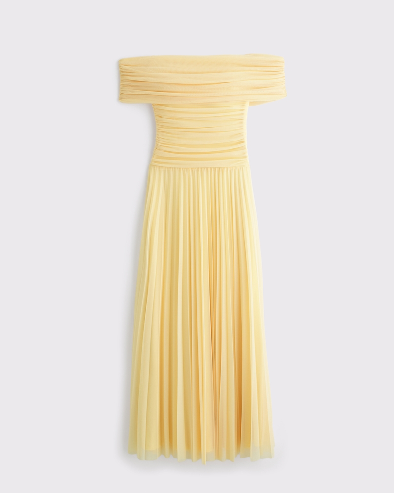 The A&F Giselle Drop-Waist Mesh Maxi Dress(sunny yellow,XXS)