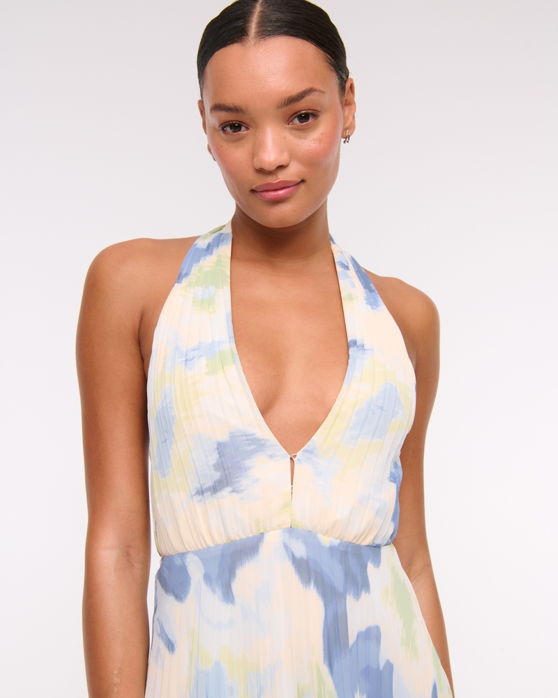 The A&F Giselle Halter Maxi Dress(blue pattern,XXS)