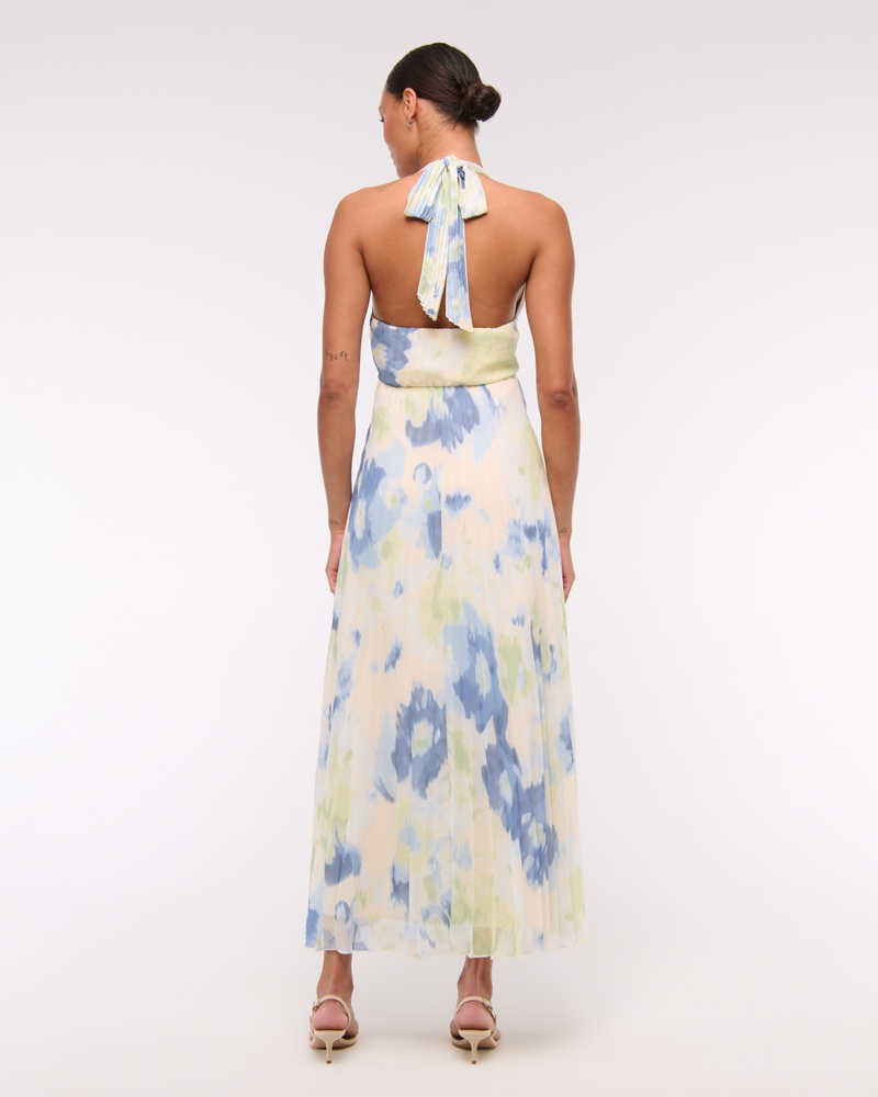 The A&F Giselle Halter Maxi Dress(blue pattern,XXS)