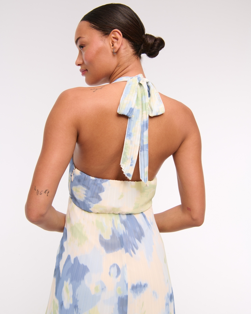 The A&F Giselle Halter Maxi Dress(blue pattern,XXS)