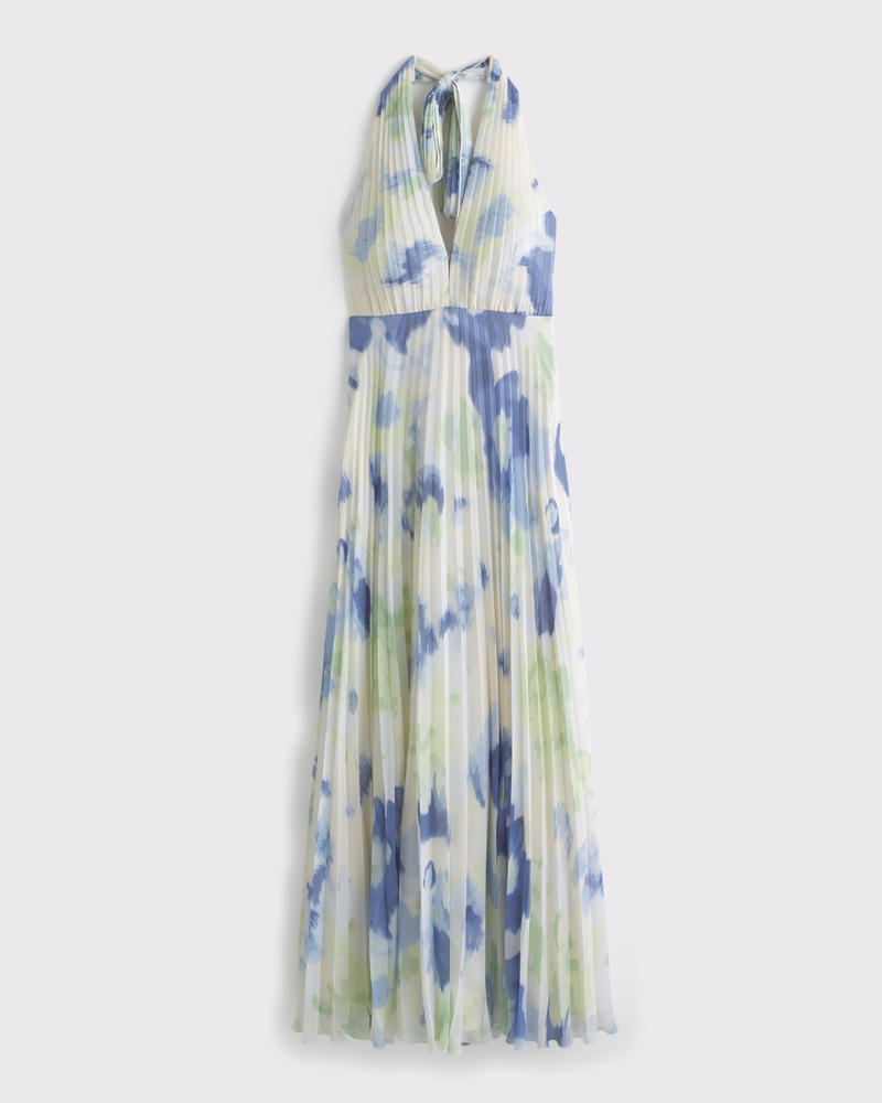 The A&F Giselle Halter Maxi Dress(blue pattern,XXS)