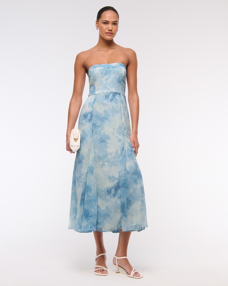 The A&F Camille Strapless Godet Midi Dress