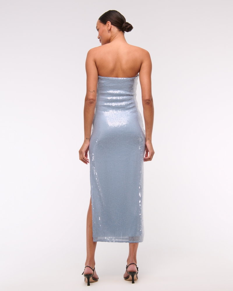 Strapless Sequin Midi Dress(lilac blue,XXS)