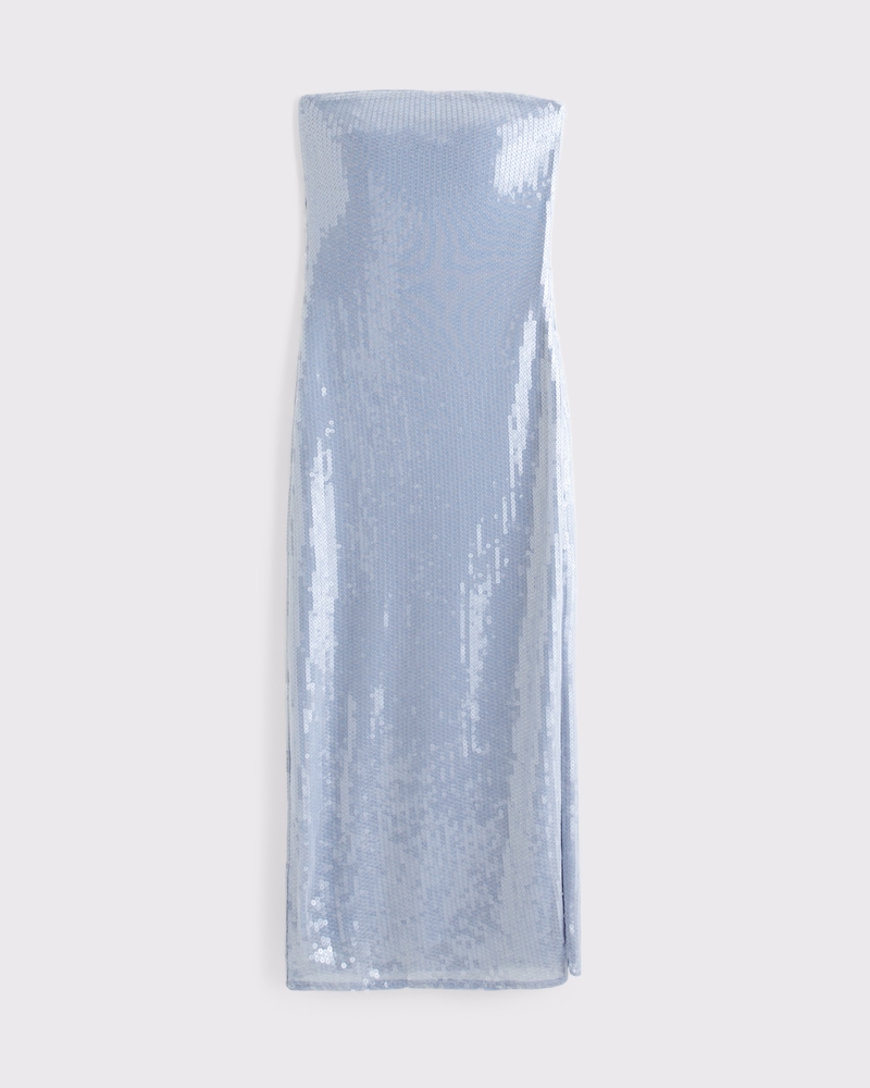 Strapless Sequin Midi Dress(lilac blue,XXS)