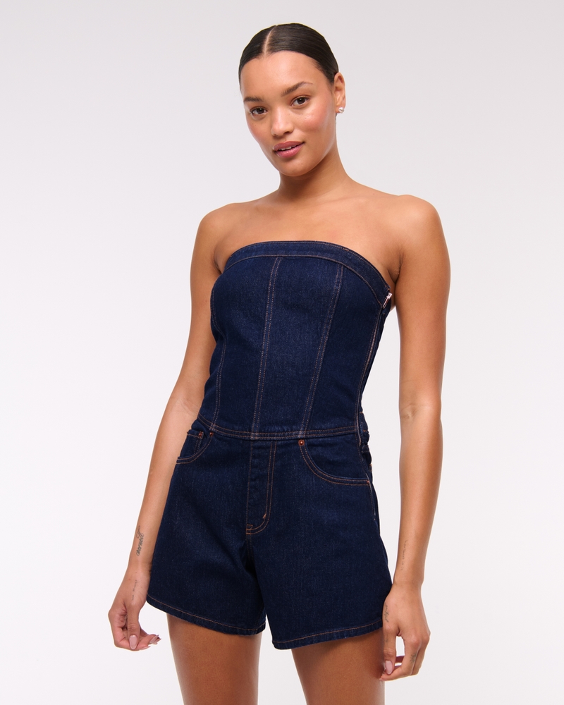 Strapless Denim Romper