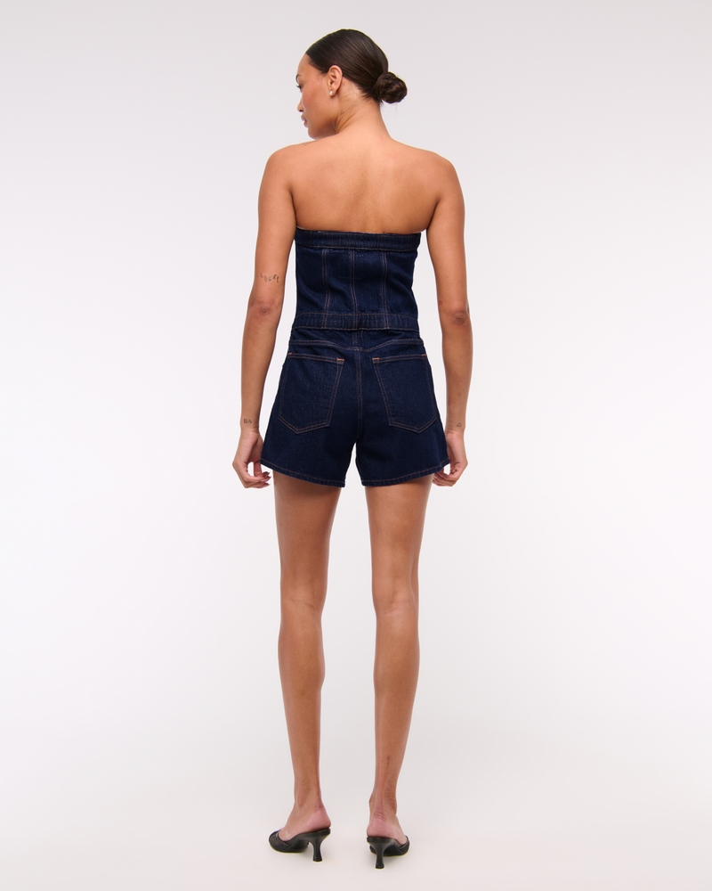 Strapless Denim Romper(dark denim,XXS)