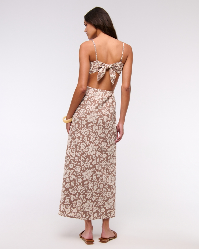 The A&F Julia Slip Cutout Maxi Dress(brown floral,XXS)