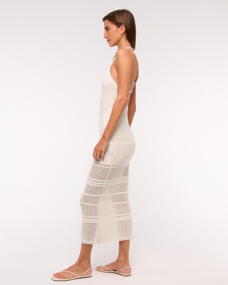 Beaded Crochet-Style Maxi Dress(cream,XXS)