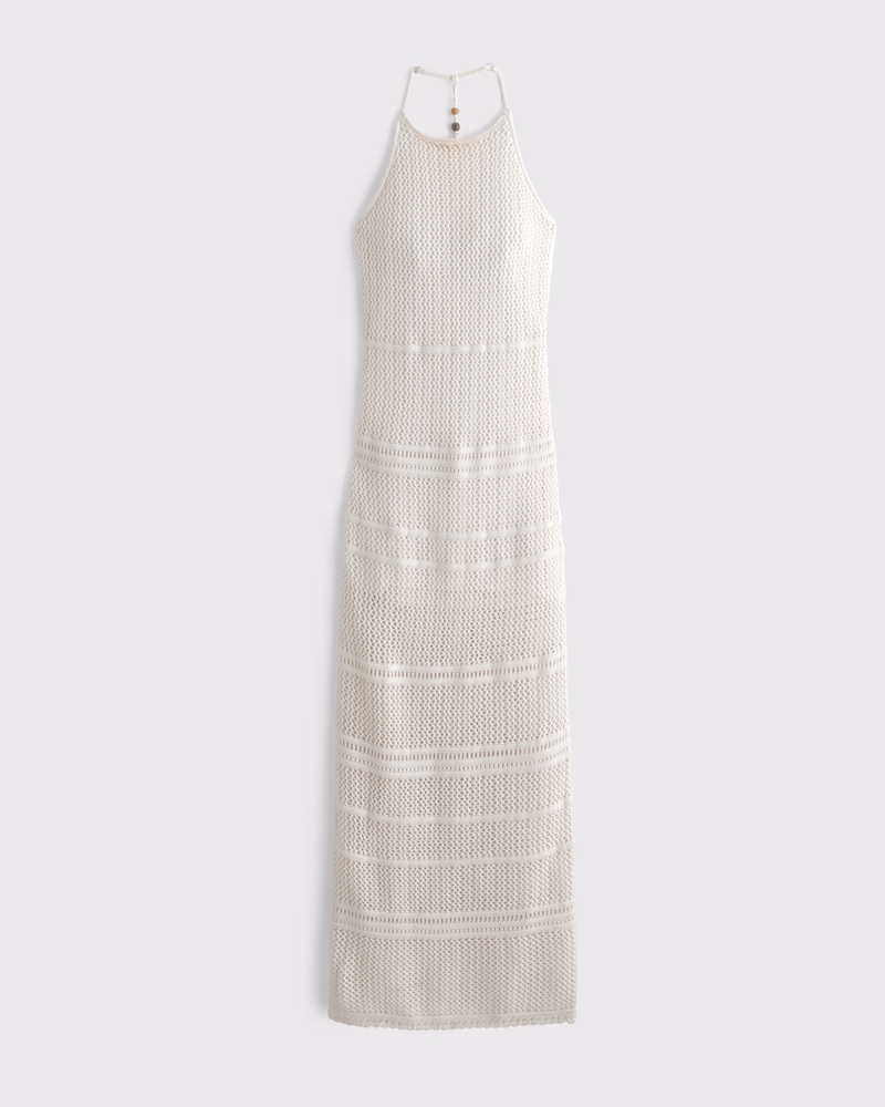 Beaded Crochet-Style Maxi Dress(cream,XXS)