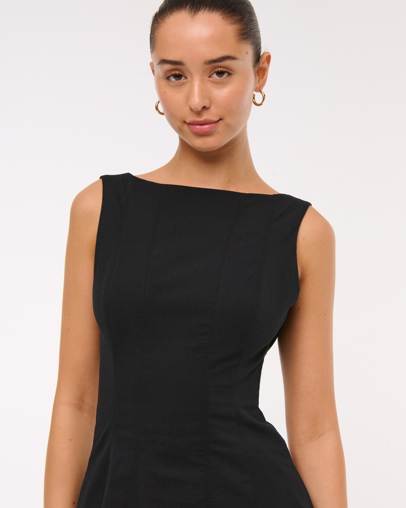 The A&F Mila High-Neck Open-Back Mini Dress(black,XXS)