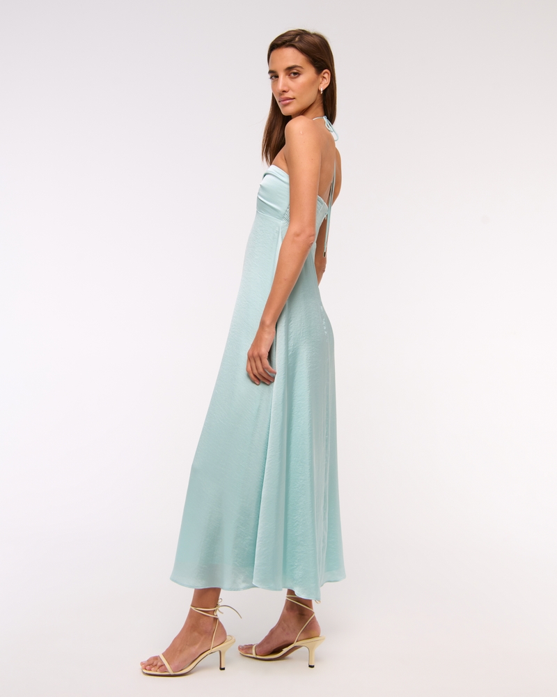 Twist-Front Flowy Maxi Dress(light aqua,XXS)