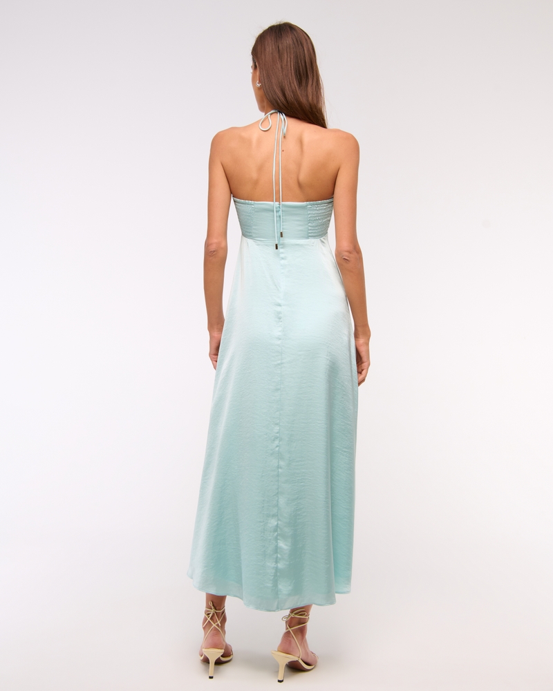 Twist-Front Flowy Maxi Dress(light aqua,XXS)