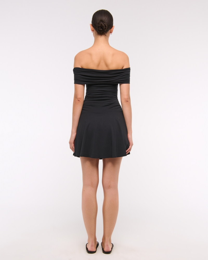 Off-The-Shoulder Knit Skort(black,XXS)