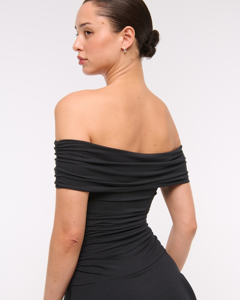 Off-The-Shoulder Knit Skort(black,XXS)
