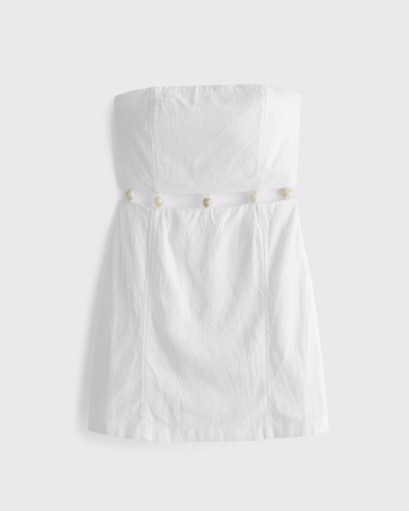 Beaded Strapless Mini Dress(white,XXS)