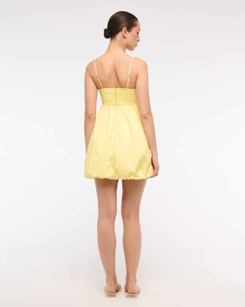 Babydoll Bubble Hem Mini Dress(pastel yellow,XXS)