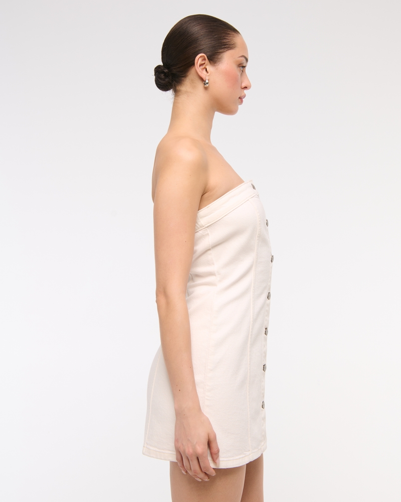 The A&F Mara Strapless Denim Mini Dress(cream,XXS)
