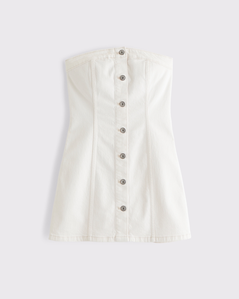 The A&F Mara Strapless Denim Mini Dress(cream,XXS)