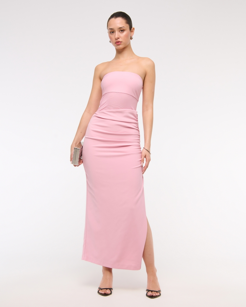 Sheer Draped Maxi Dress