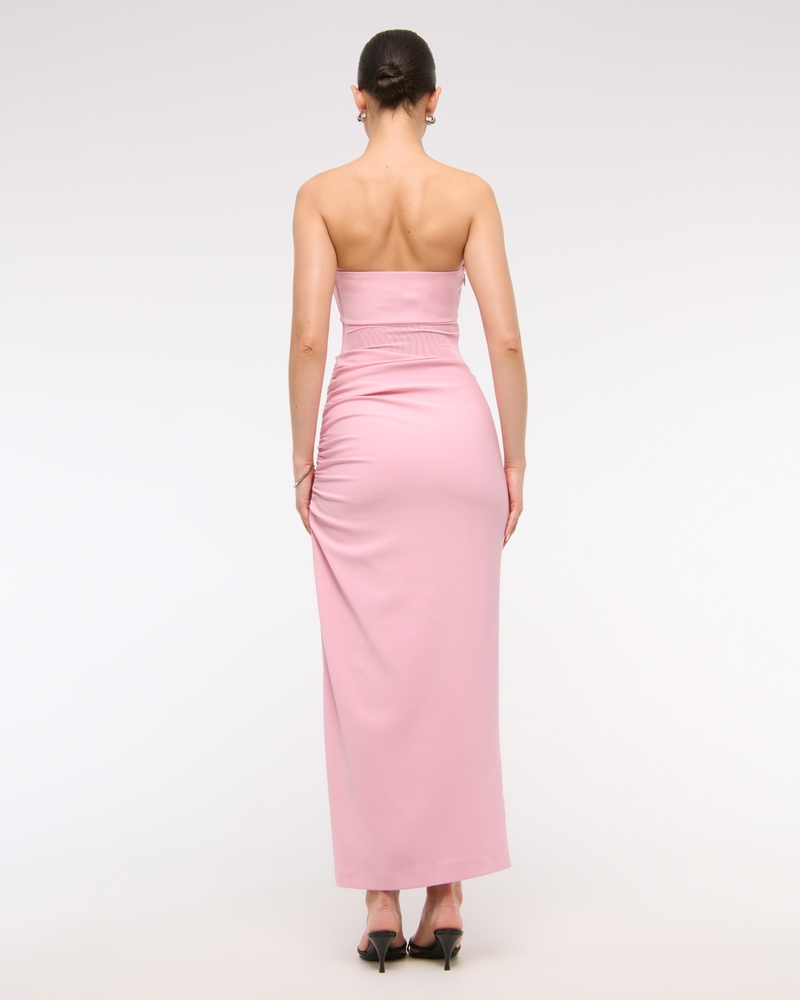Sheer Draped Maxi Dress(light pink,XXS)