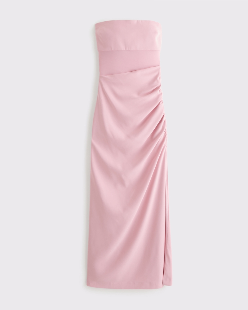 Sheer Draped Maxi Dress(light pink,XXS)