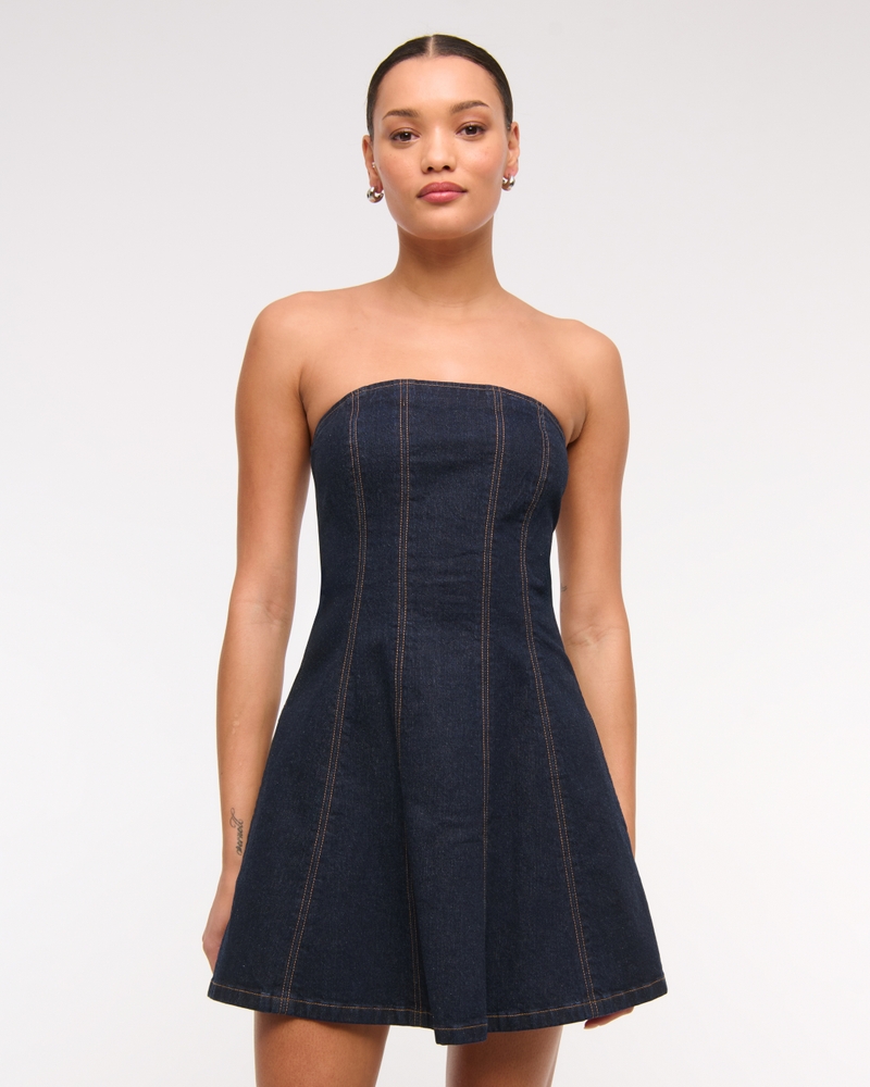 The A&F Mila Strapless Denim Mini Dress
