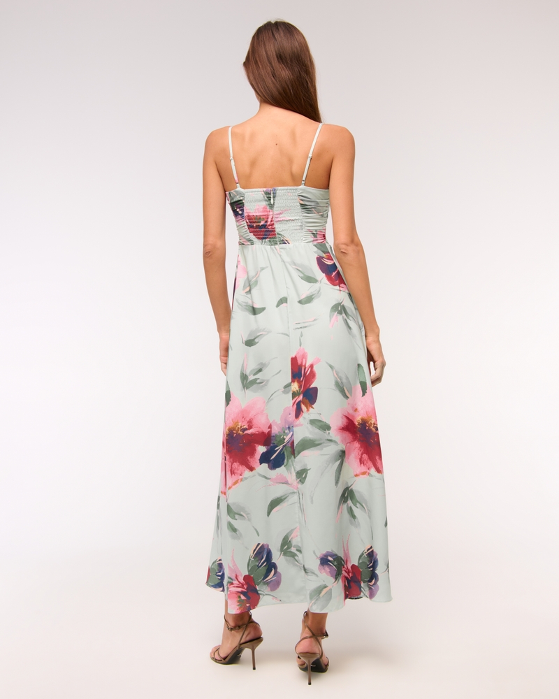Bra-Free Hardware Maxi Dress(light green floral,XXS)