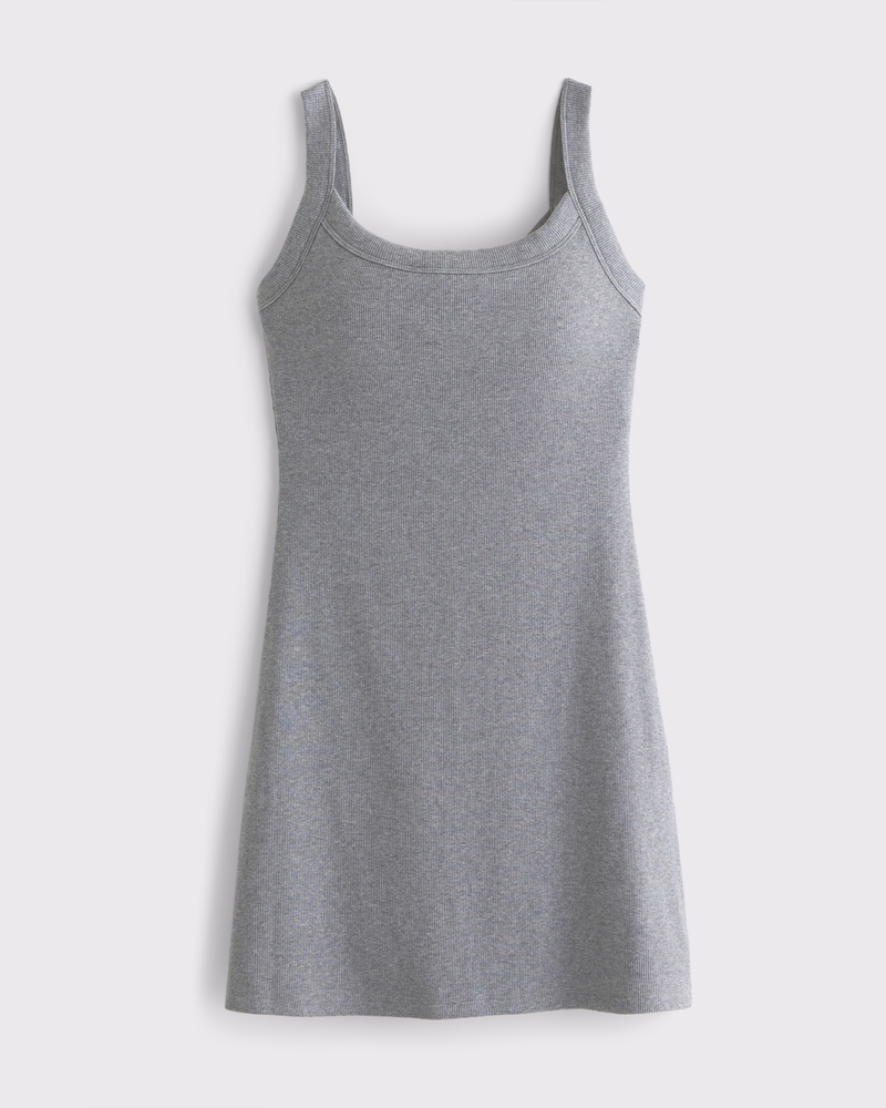 Bra-Free Essential 90s Rib Mini Dress(gray,XXS)