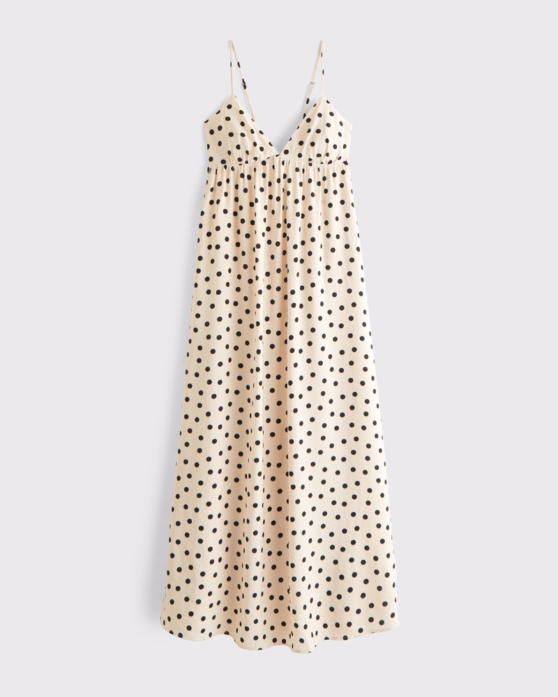 Bra-Free Clasp-Back Flowy Maxi Dress(cream dot,XXS)