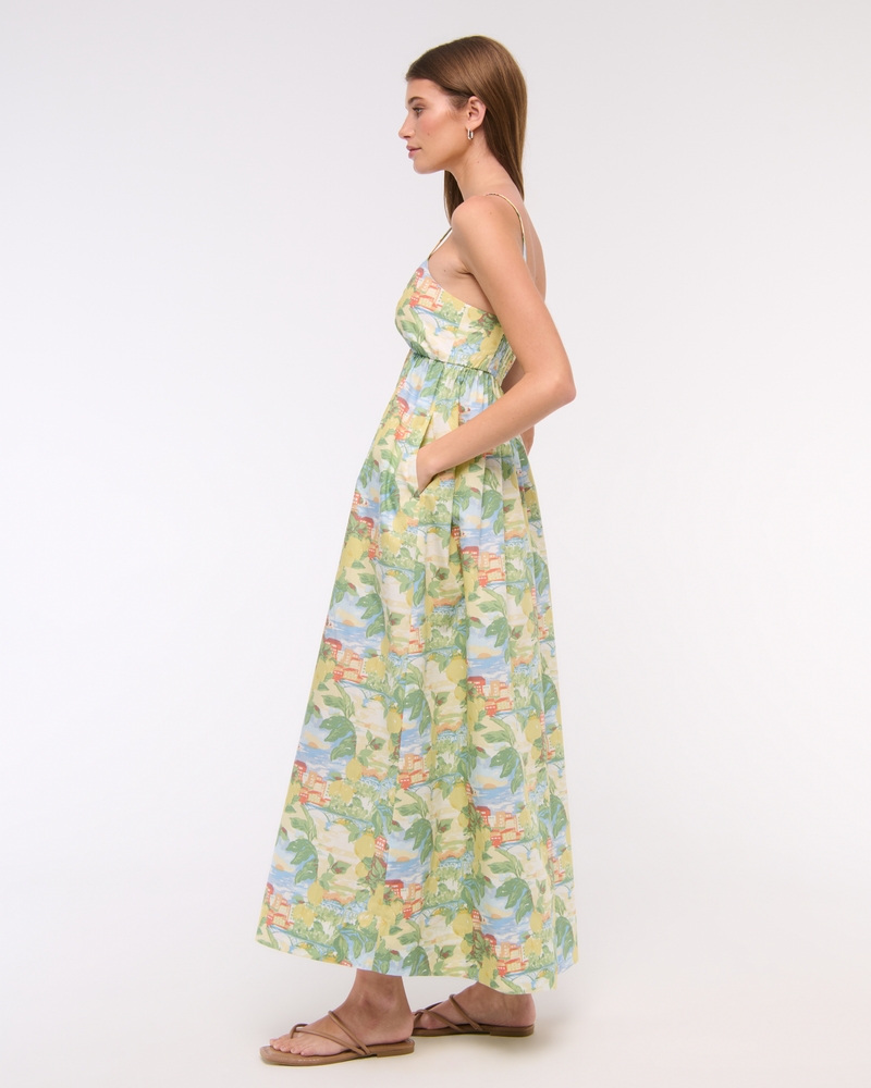 Sweetheart Babydoll Maxi Dress(yellow print,XXS)