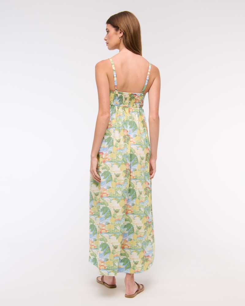 Sweetheart Babydoll Maxi Dress(yellow print,XXS)