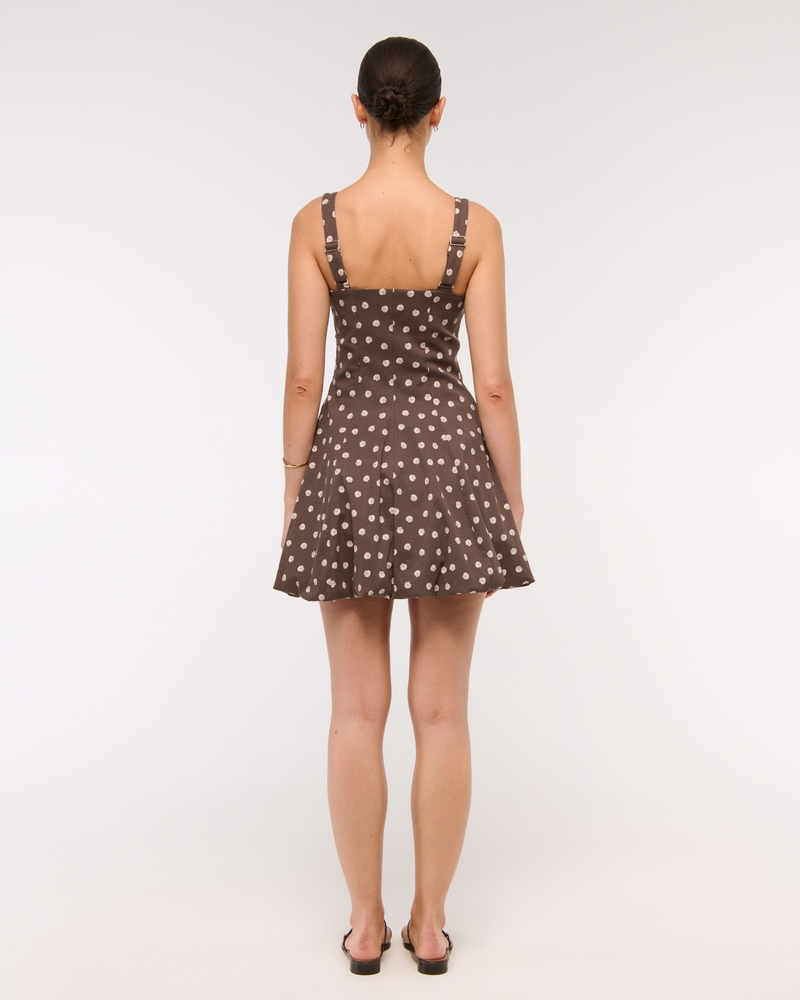The A&F Mila Bubble Hem Mini Skort(brown pattern,XXS)
