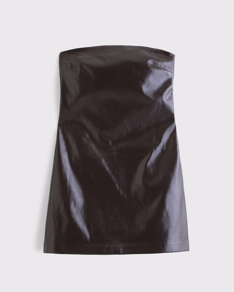 The A&F Scarlett Strapless Vegan Leather Skort(burgundy,XXS)