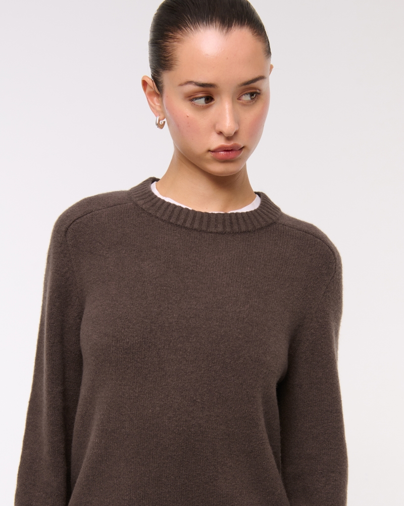 The A&F Madeline Crew Mini Sweater Dress(chocolate brown,XXS)