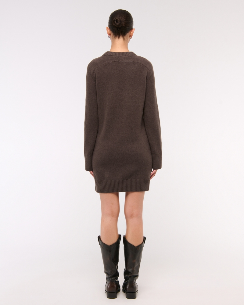 The A&F Madeline Crew Mini Sweater Dress(chocolate brown,XXS)