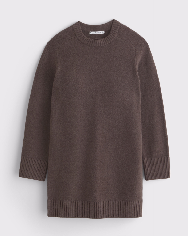 The A&F Madeline Crew Mini Sweater Dress(chocolate brown,XXS)