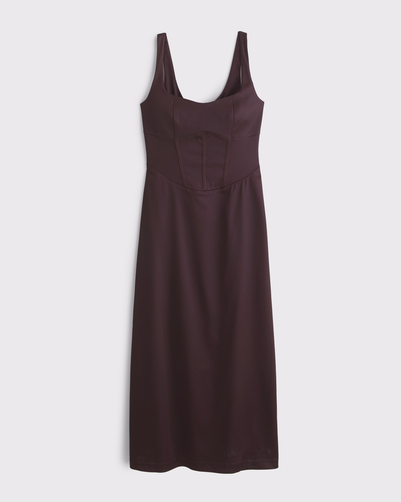 Sweetheart Satin Sculpt Midi Dress(rich brown,XXS)