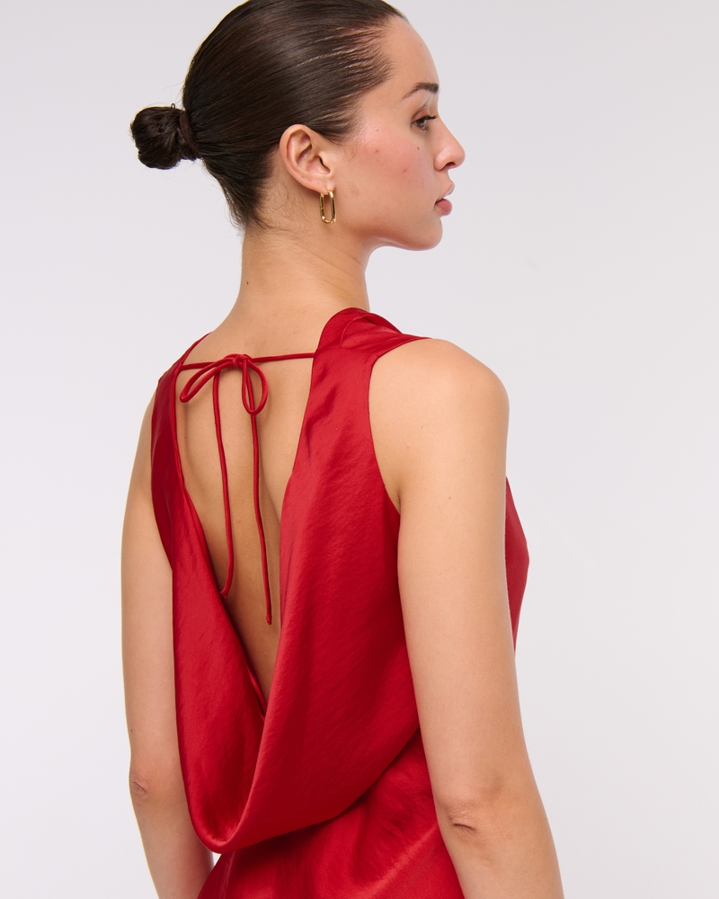 The A&F Julia Slip Cowl Neck Maxi Dress(vivid red,XXS)