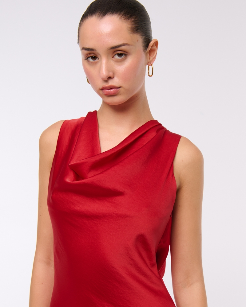 The A&F Julia Slip Cowl Neck Maxi Dress(vivid red,XXS)