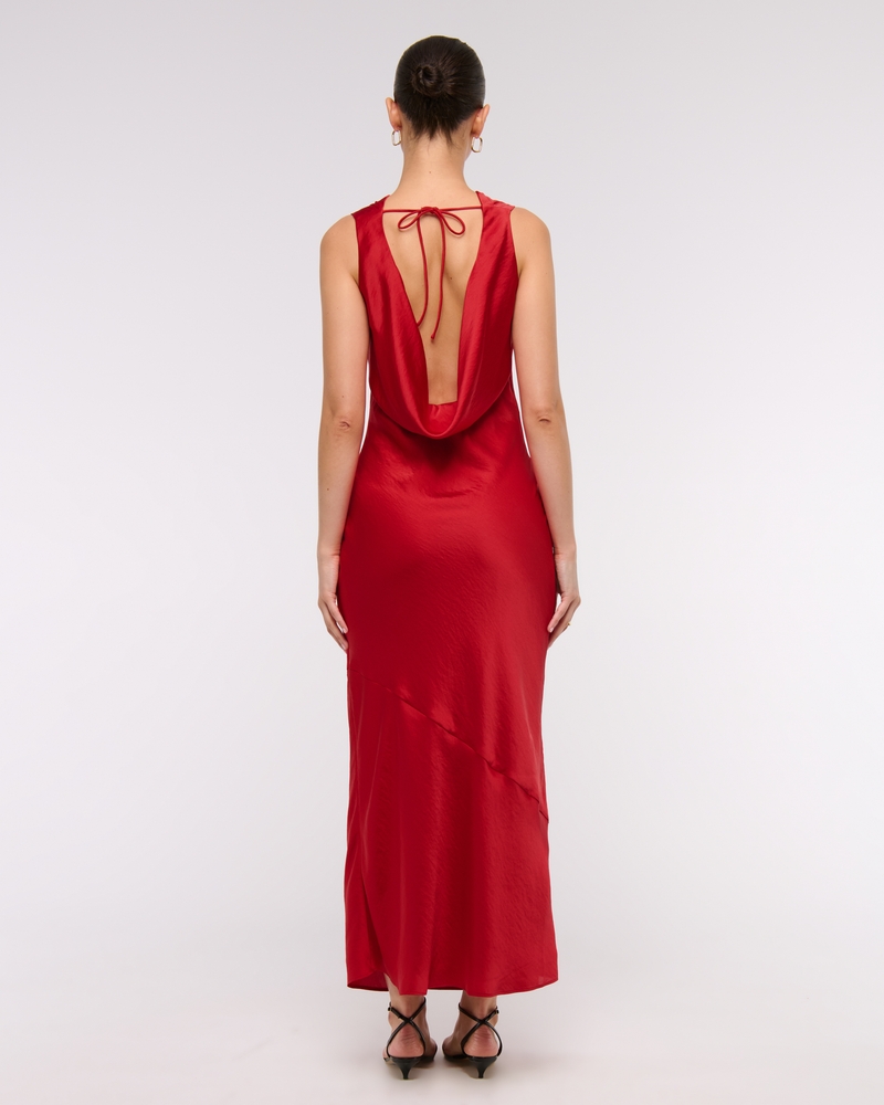 The A&F Julia Slip Cowl Neck Maxi Dress(vivid red,XXS)