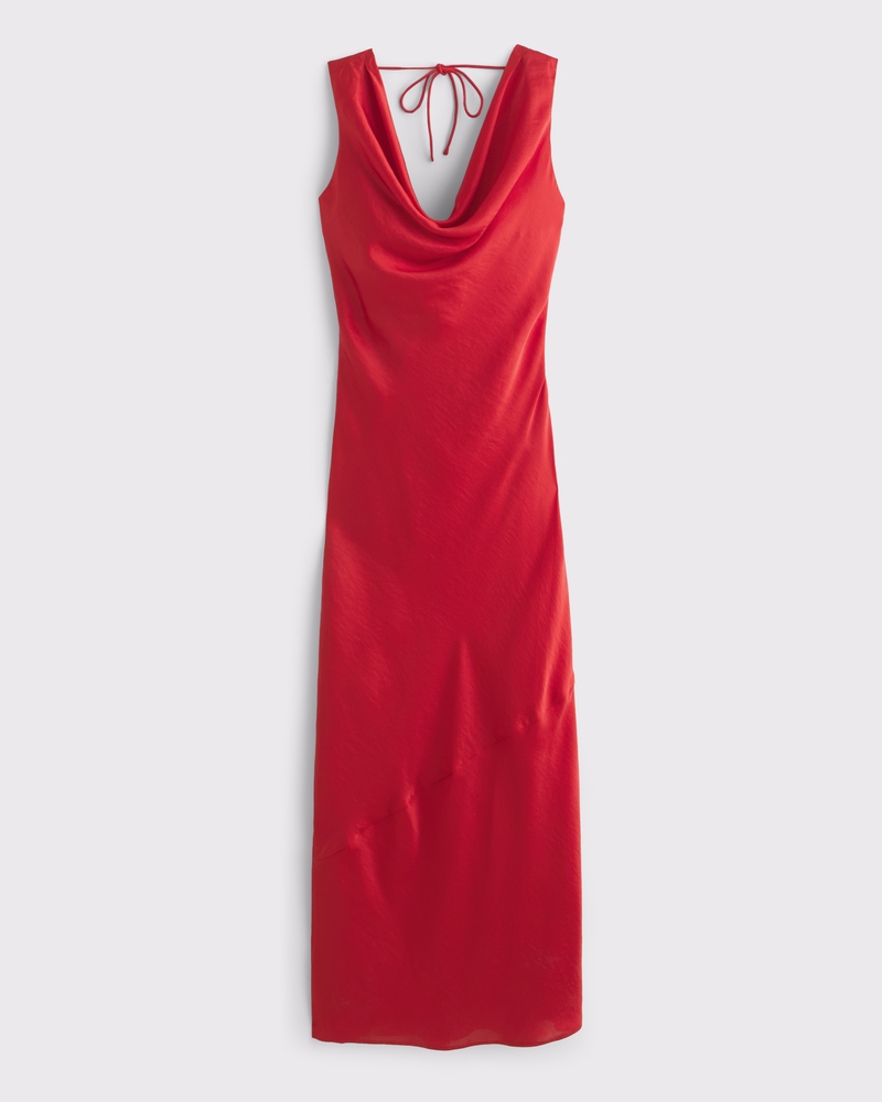 The A&F Julia Slip Cowl Neck Maxi Dress(vivid red,XXS)