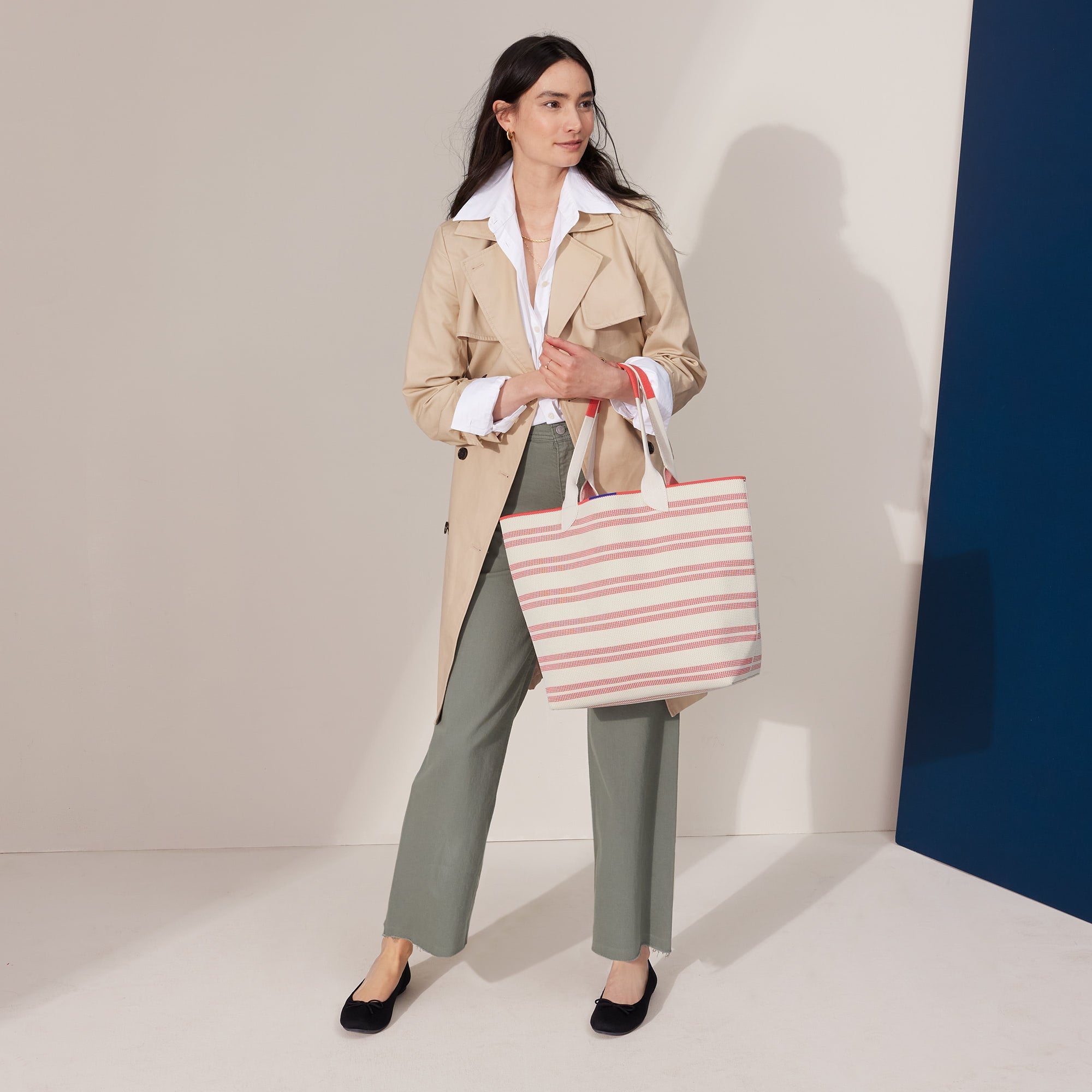 The Lightweight Tote - Coral Stripe(Coral Stripe)