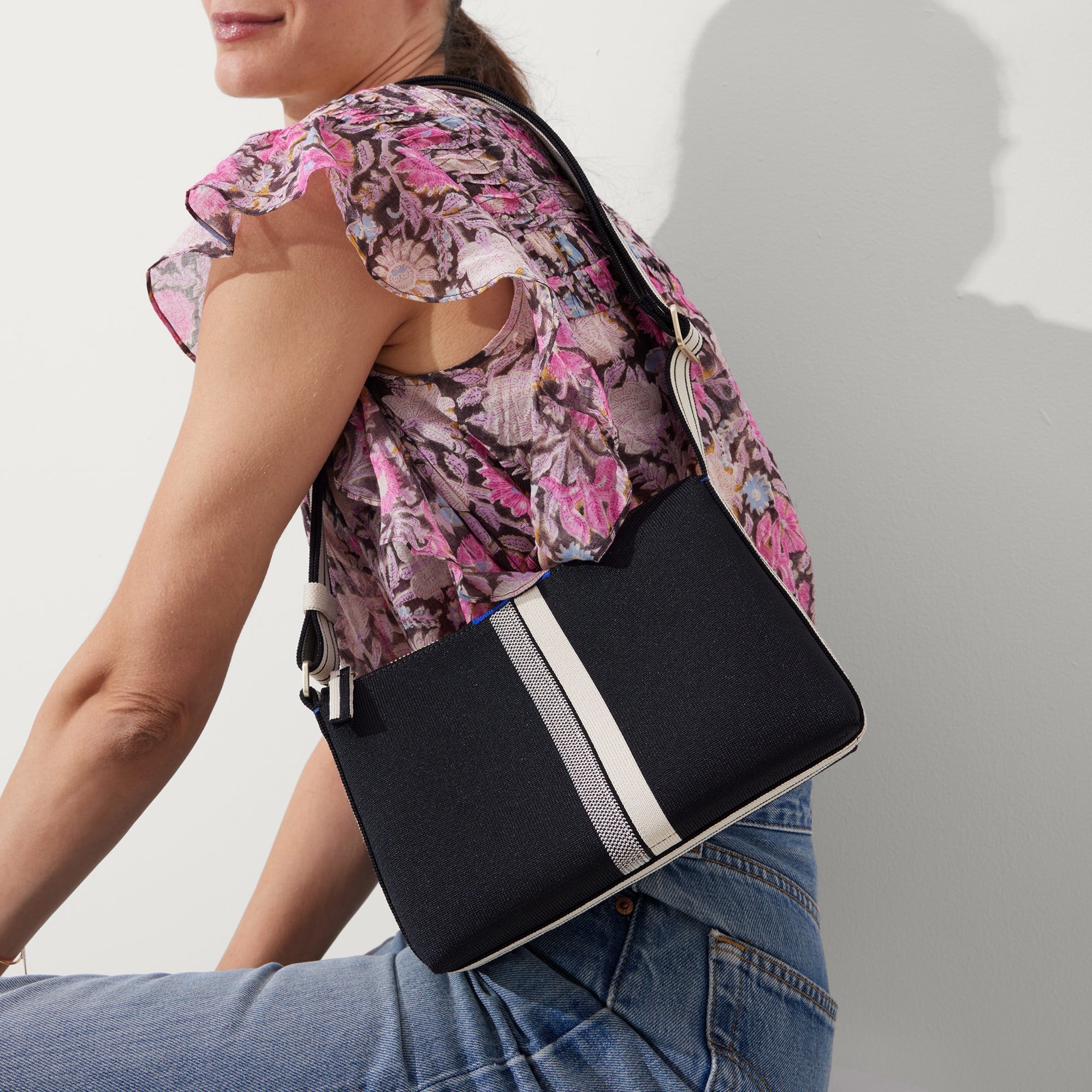 The Casual Crossbody - Black and Ivory Stripe(Black and Ivory Stripe)